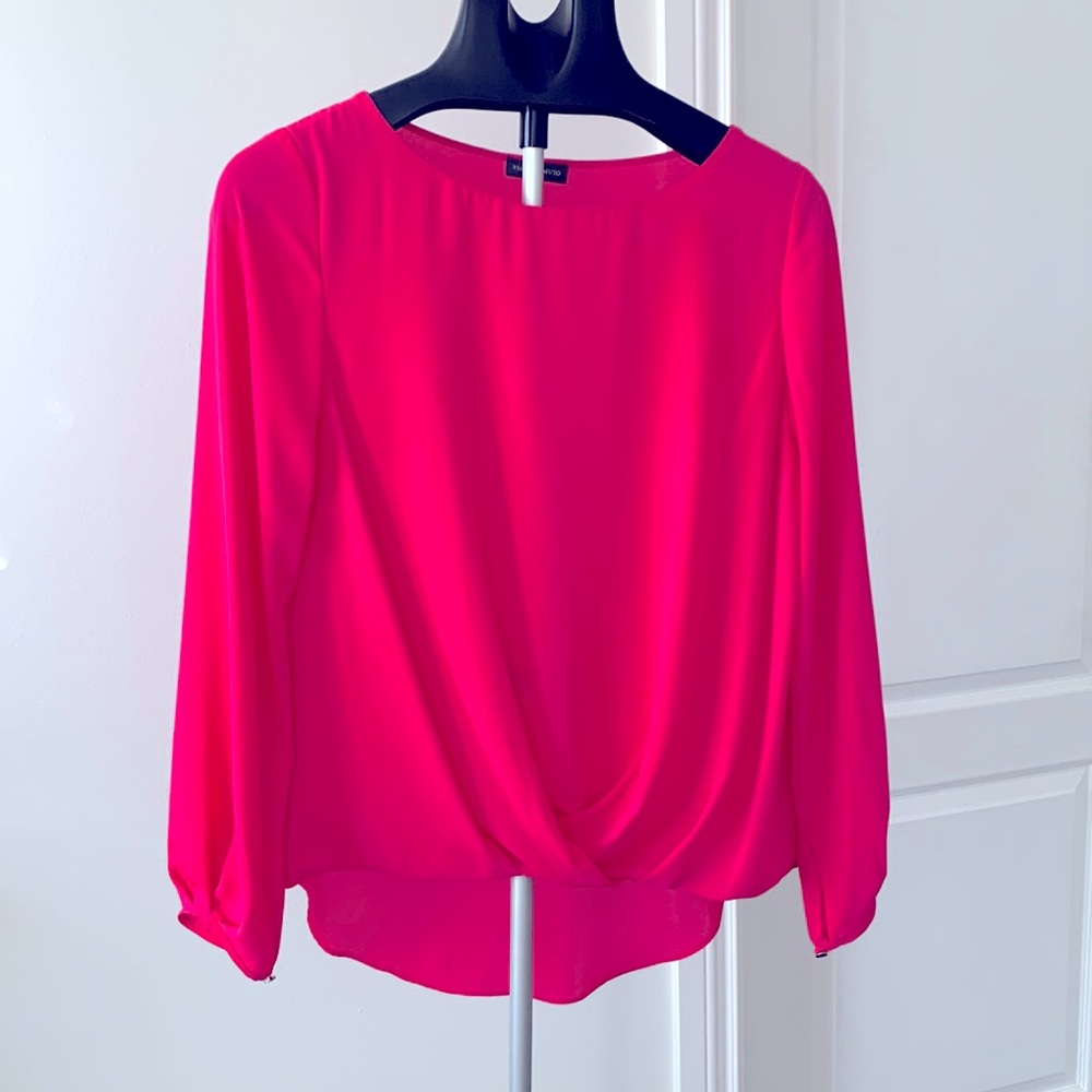 Vince Camuto ballon sleeve blouse in bright pink size S